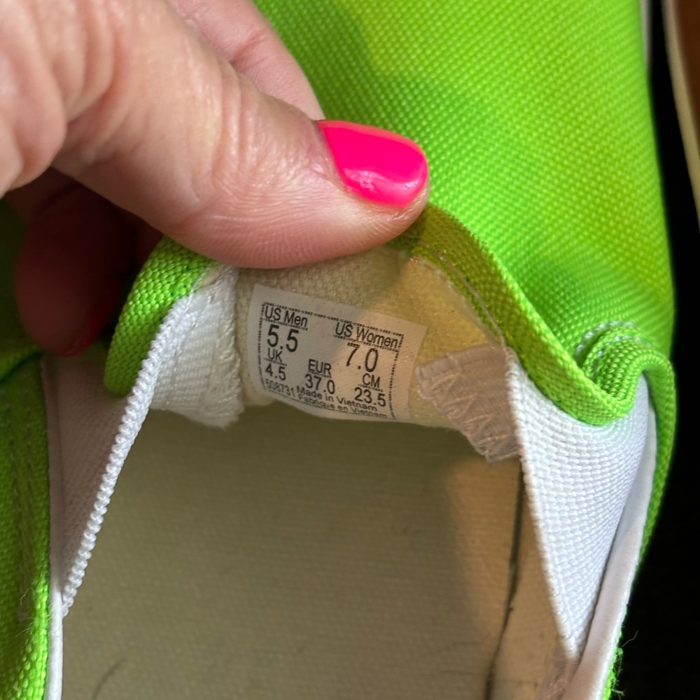 Vans Neon Green and White Sneakers